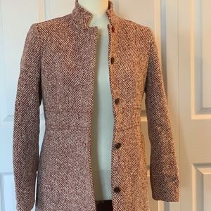 J. CREW  MARBLED MAROON WOMENS WOOL PEA COAT